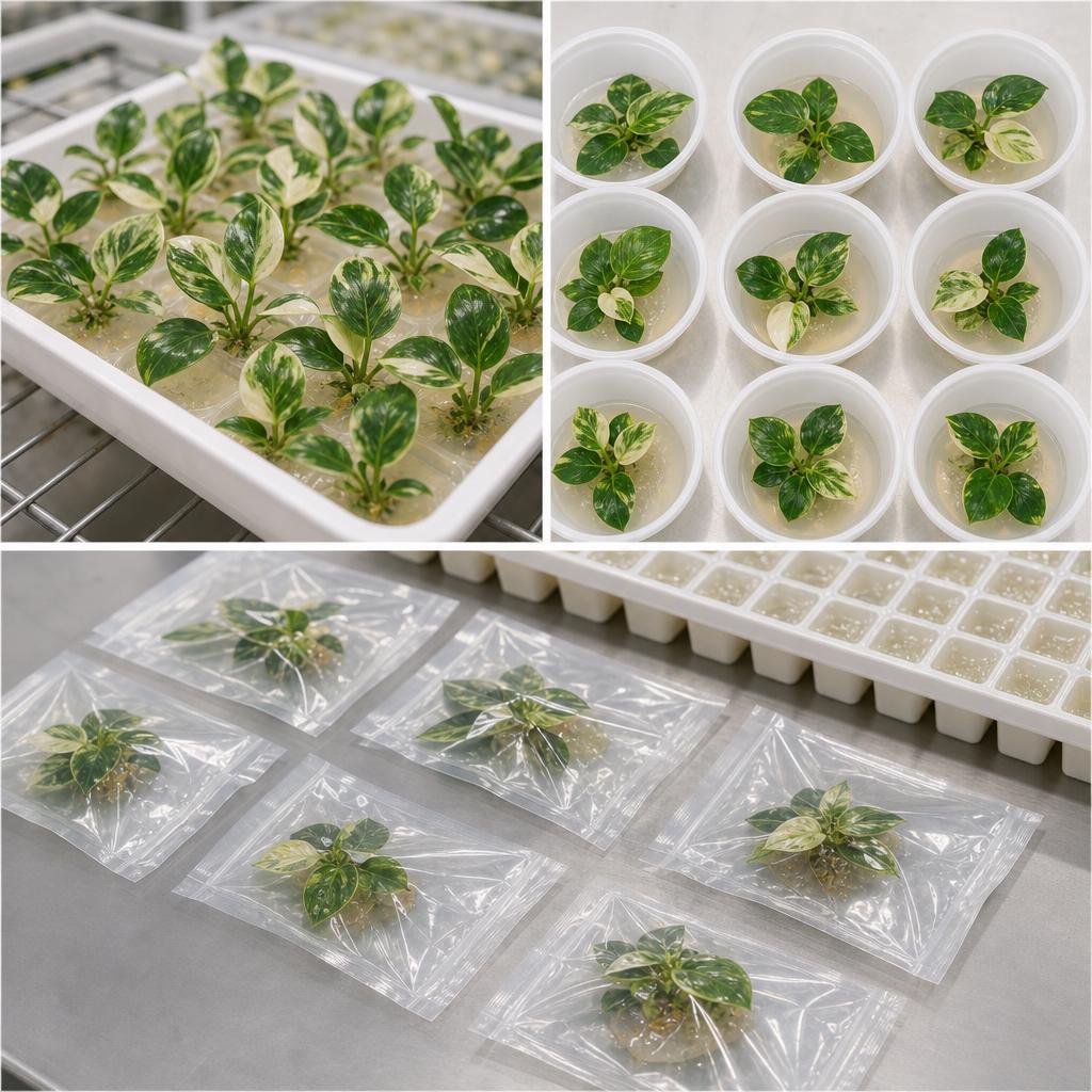 Philodendron 'Birkin' 'Variegata' - tissue culture seedling scene 1