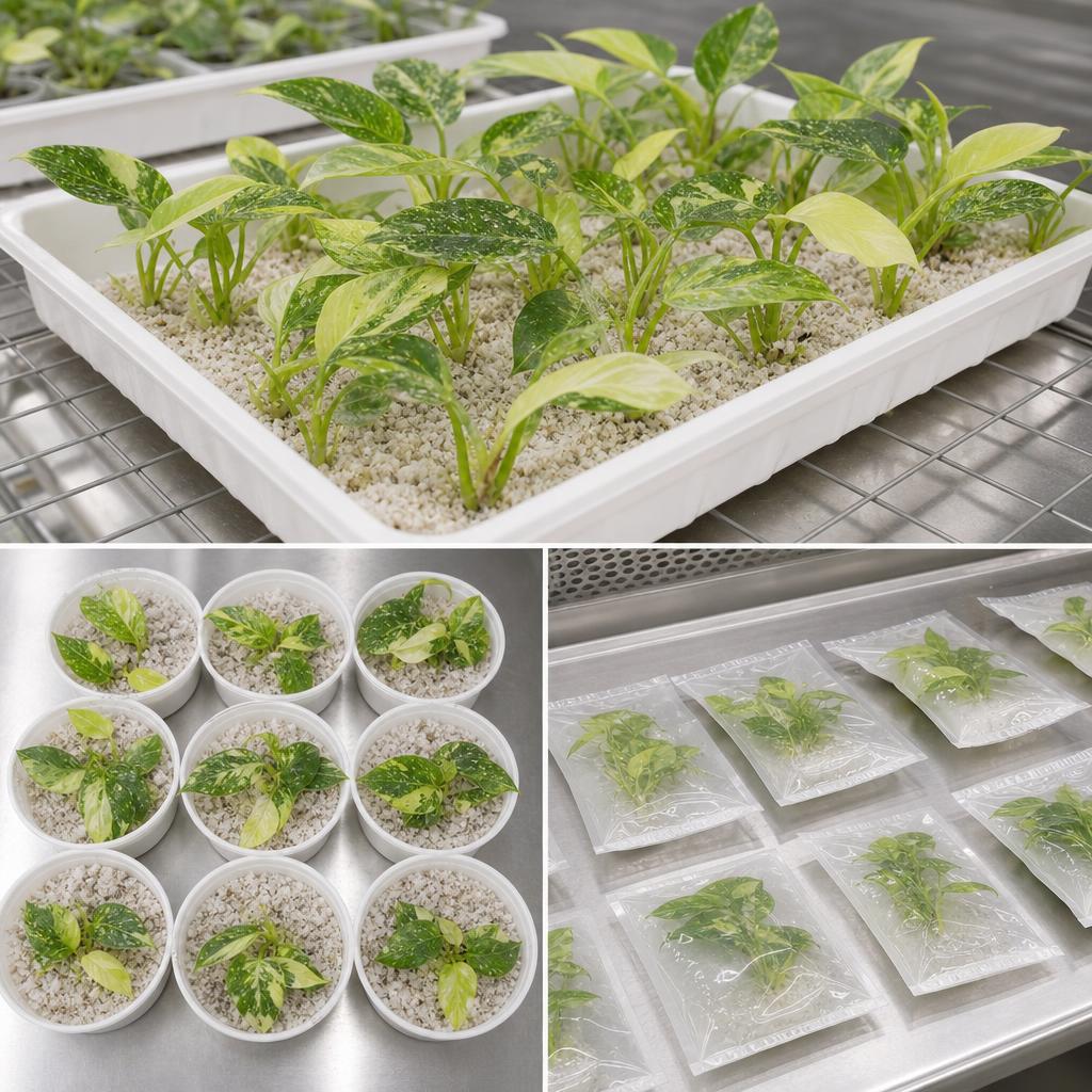 Philodendron 'Burle Marx' 'Variegata' - tissue culture seedling scene 1