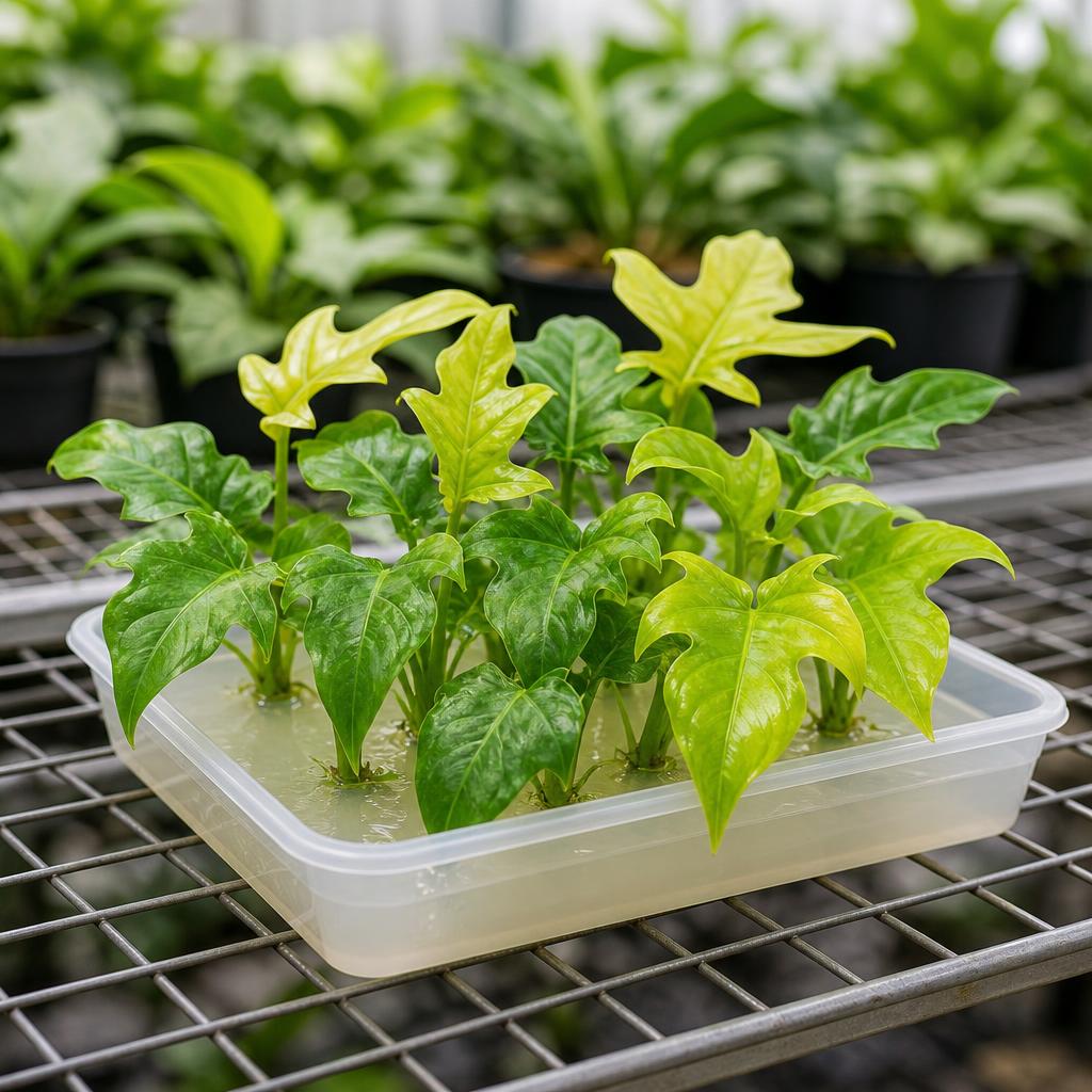 Philodendron 'Gold Dragon' - tissue culture seedling scene 1