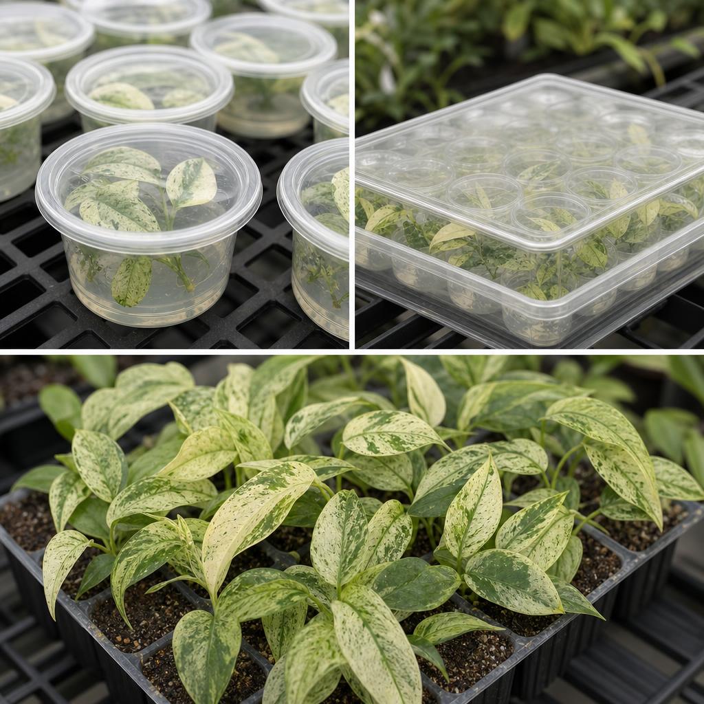 Epipremnum giganteum 'Variegata' - tissue culture seedling scene 1