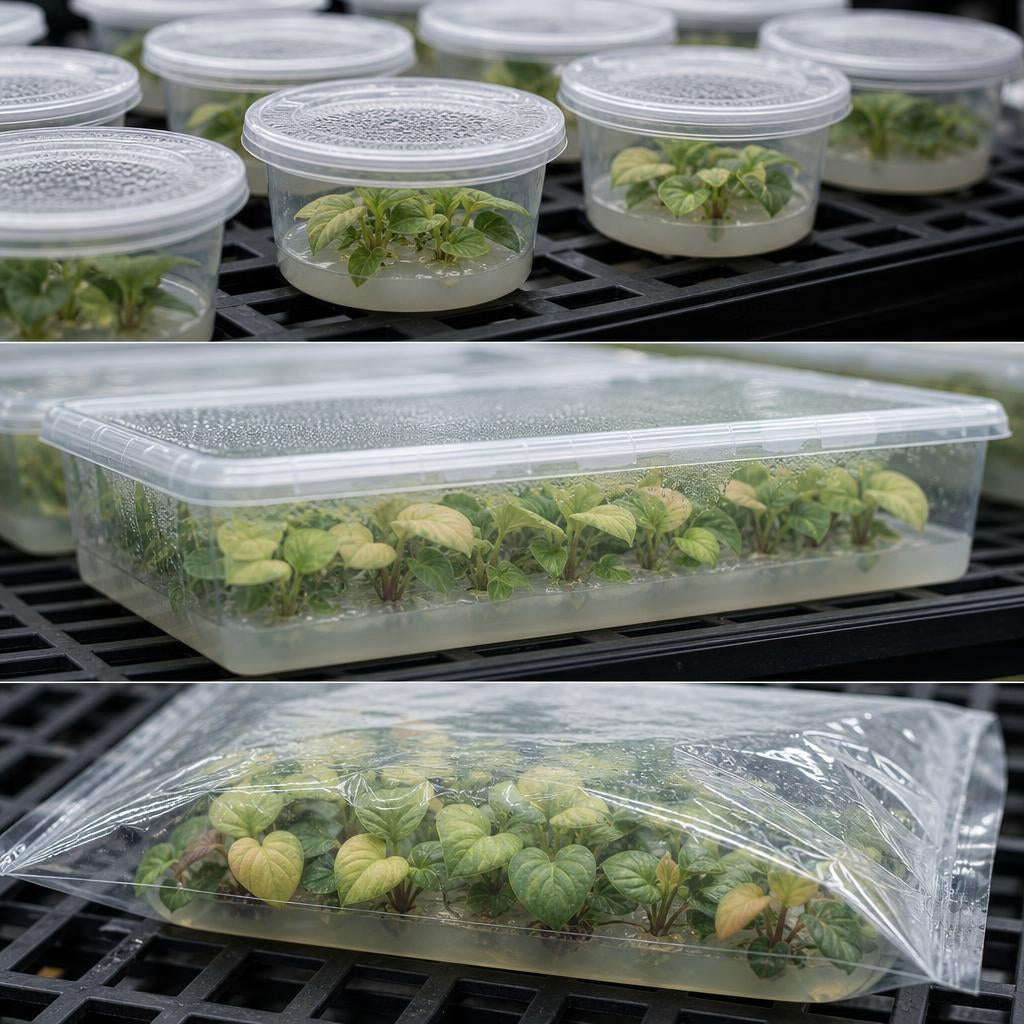 Homalomena rubescens 'Mint' - tissue culture seedling scene 1