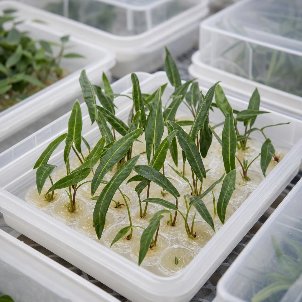 Philodendron spiritus-sancti - tissue culture seedling scene 1