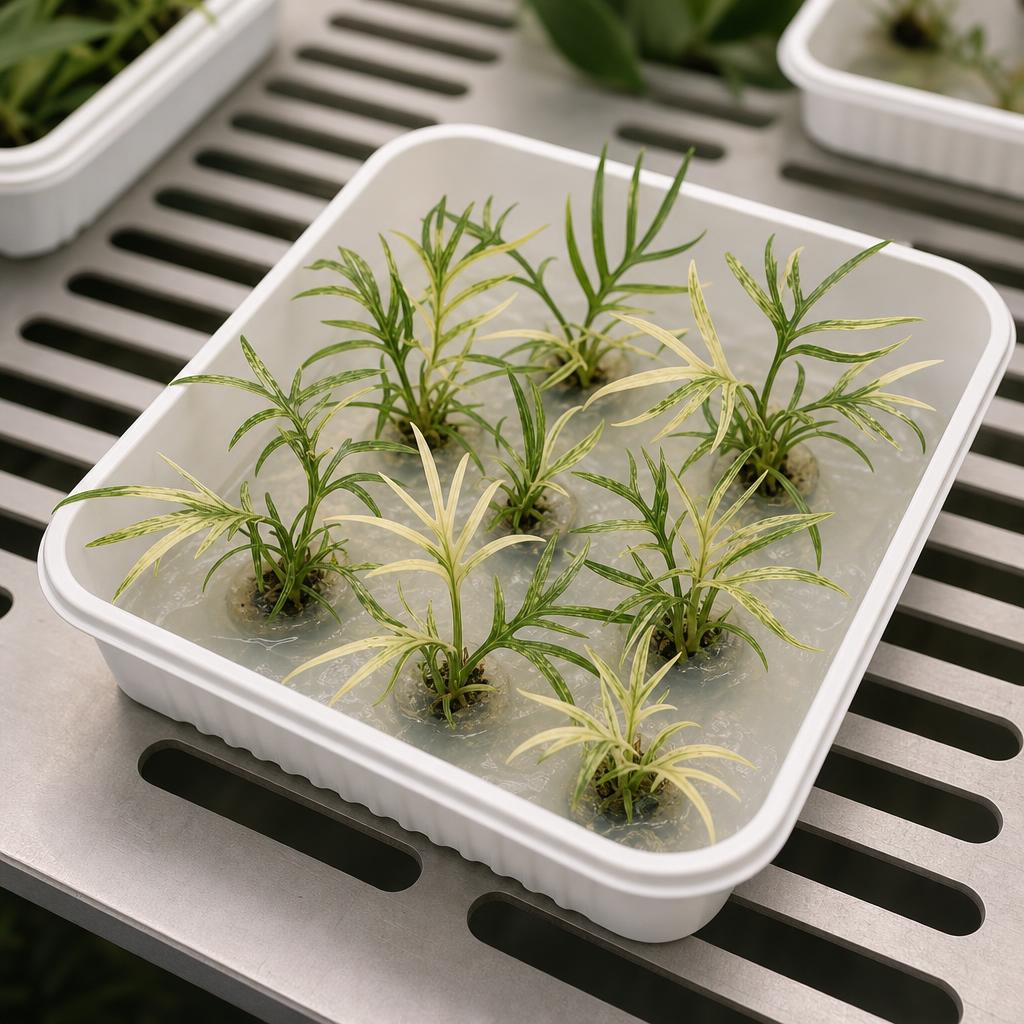 Philodendron tortum 'Variegata' - tissue culture seedling scene 1