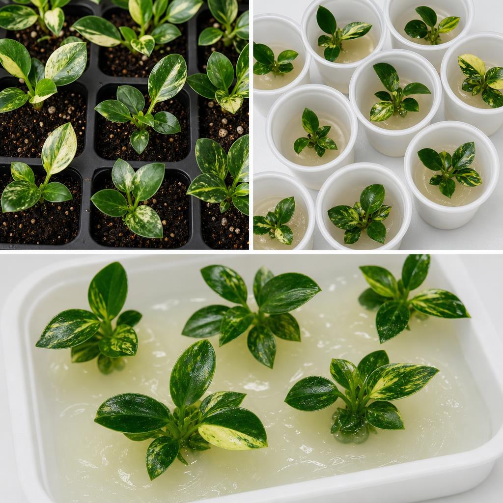Philodendron 'Green Princess' 'Variegata' - tissue culture seedling scene 2