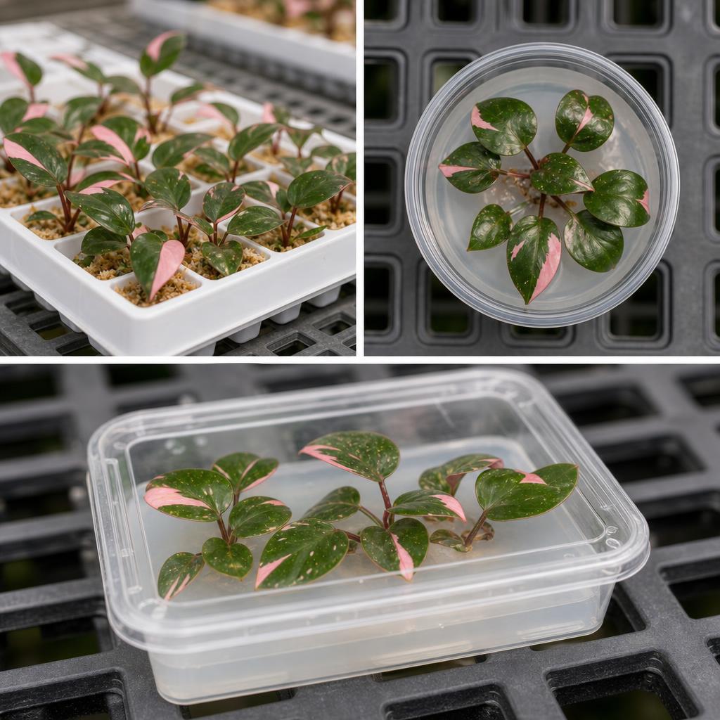 Philodendron erubescens 'Pink Princess' - tissue culture seedling scene 3