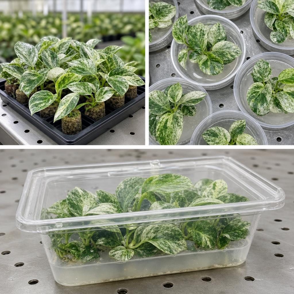 Philodendron giganteum 'Blizzard' 'Variegata' - tissue culture seedling scene 3