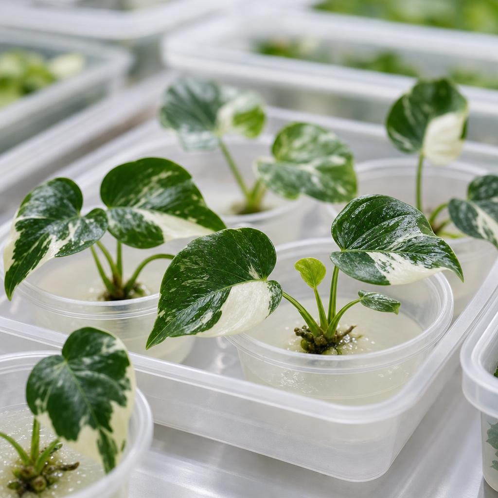 Philodendron mamei 'Variegata' - tissue culture seedling scene 1