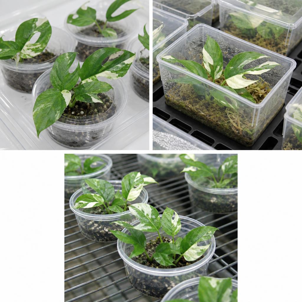 Rhaphidophora tetrasperma 'Variegata' - tissue culture seedling scene 2