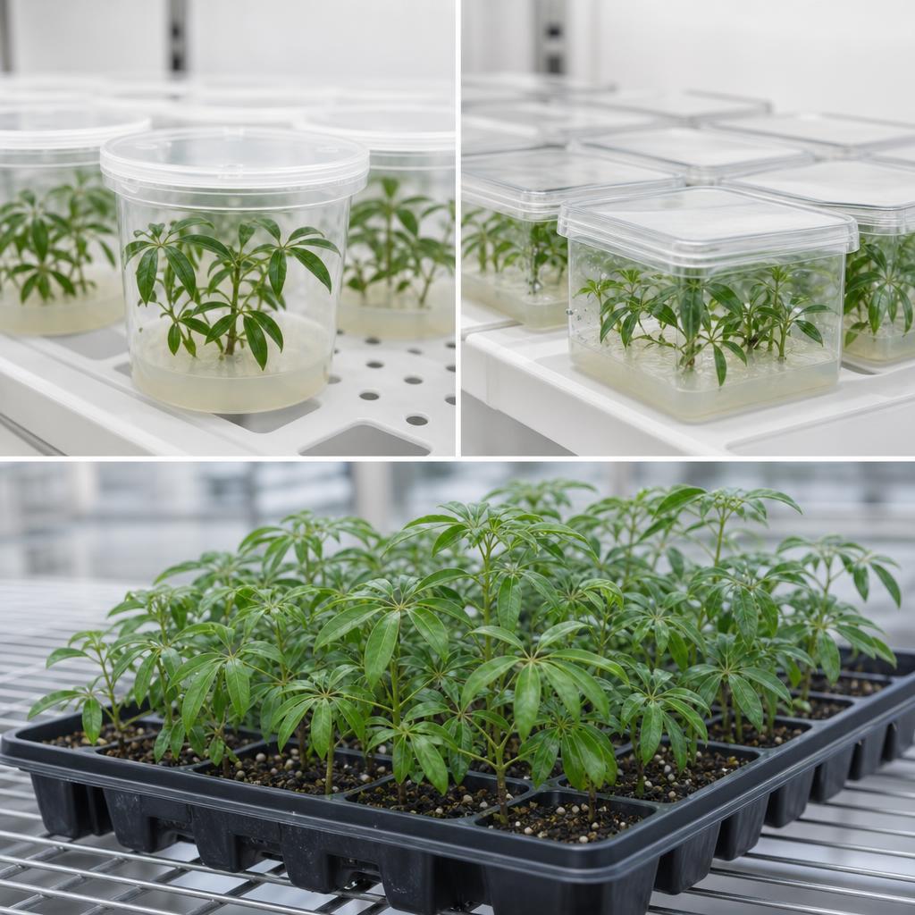 Schefflera pueckleri - tissue culture seedling scene 2