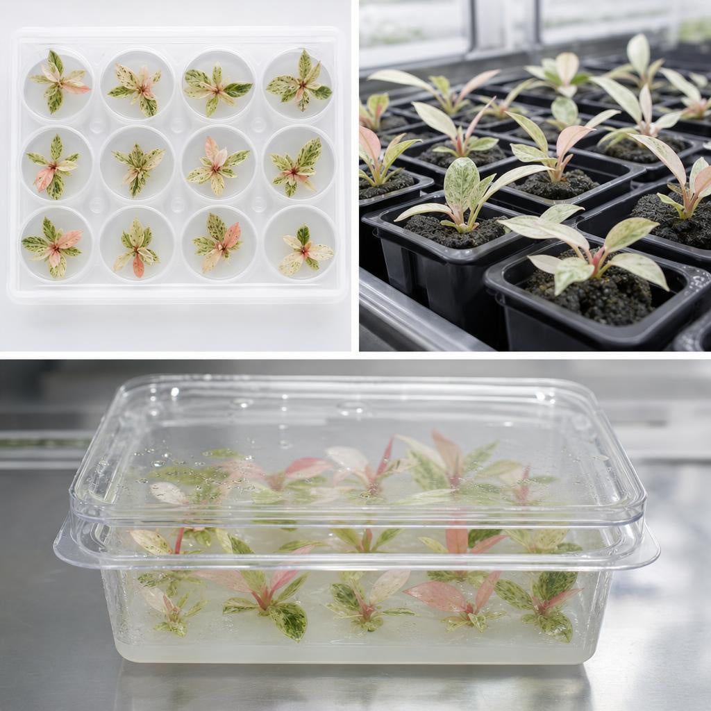 Philodendron 'Strawberry Caeaner' 'Variegata' - tissue culture seedling scene 1
