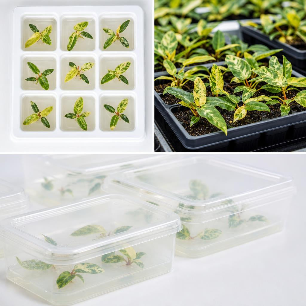 Philodendron billietiae 'Variegata' - tissue culture seedling scene 3