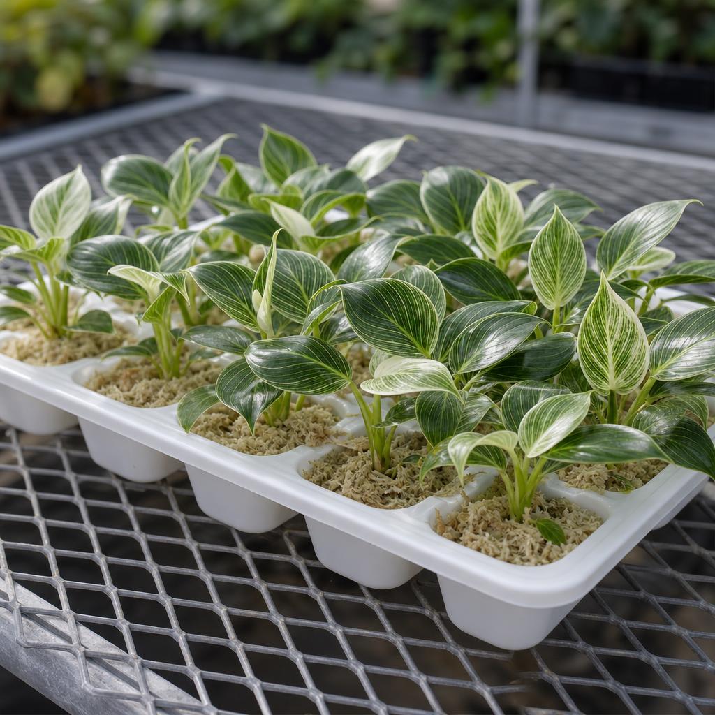 Philodendron 'Birkin' - tissue culture seedling scene 2
