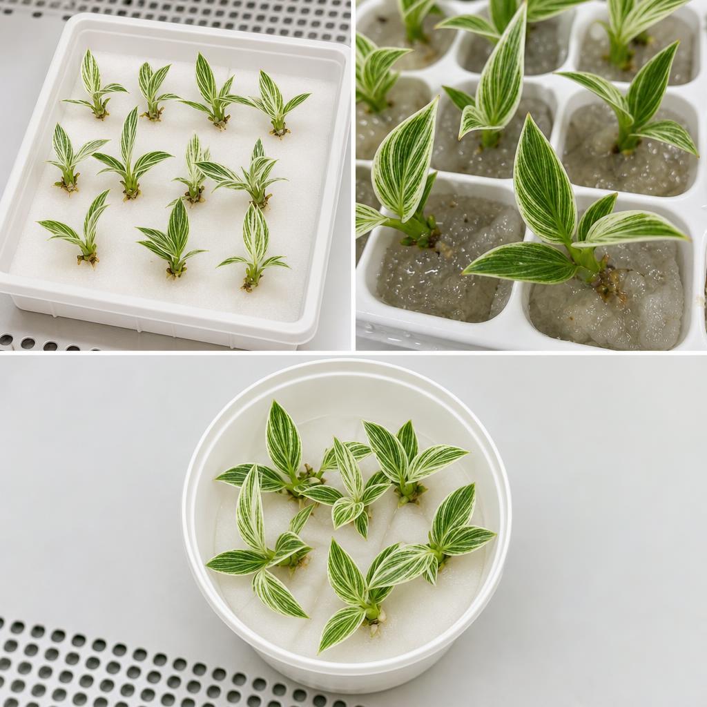 Philodendron 'Birkin Ribbon' - tissue culture seedling scene 1