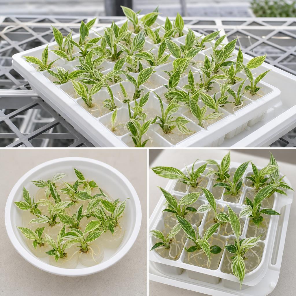Philodendron 'Birkin Ribbon' - tissue culture seedling scene 3