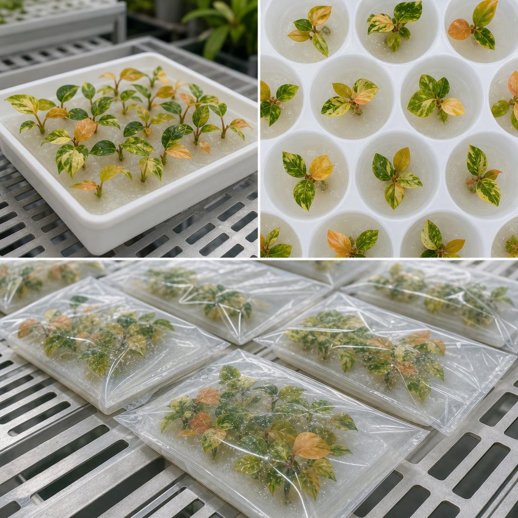 Philodendron 'Caramel Marble' 'Variegata' - tissue culture seedling scene 1