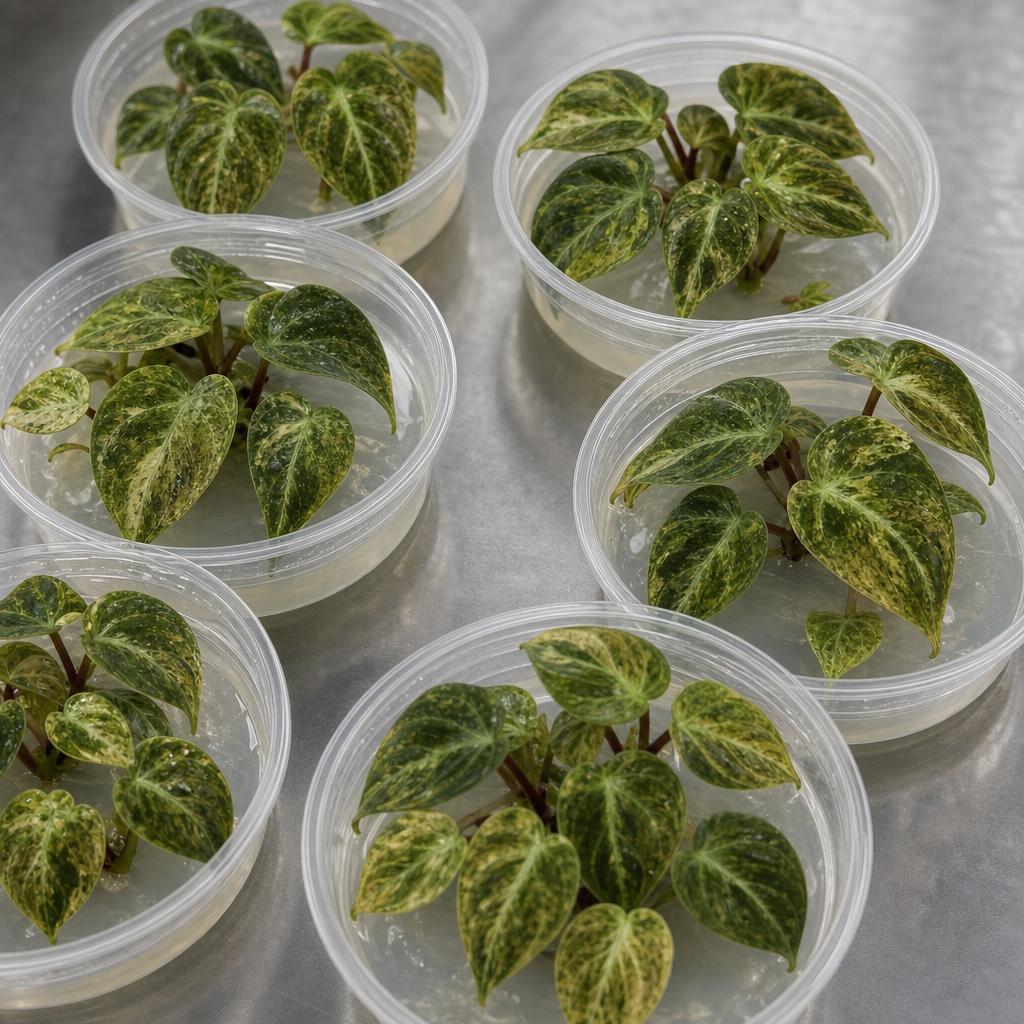 Philodendron 'El Choco Red' 'Variegata' - tissue culture seedling scene 3