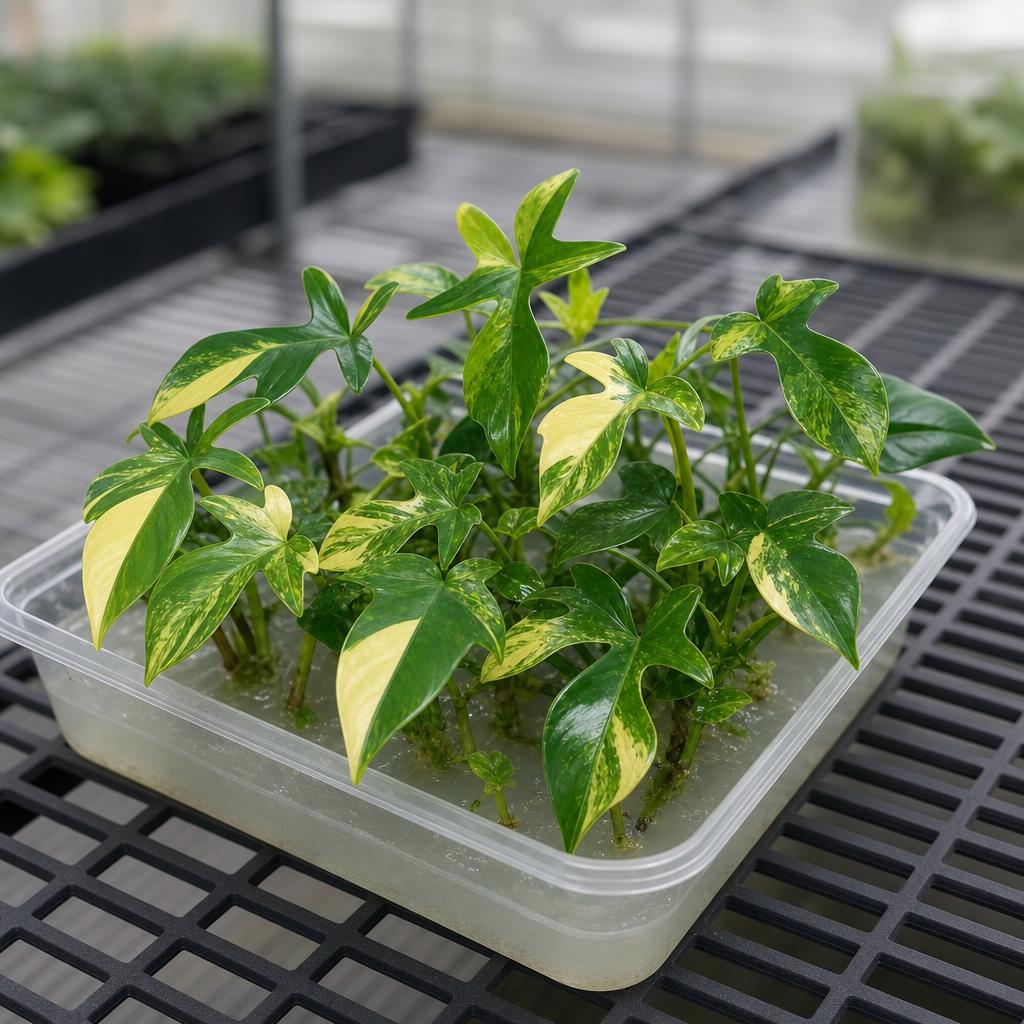 Philodendron 'Florida' 'Variegata' - tissue culture seedling scene 3