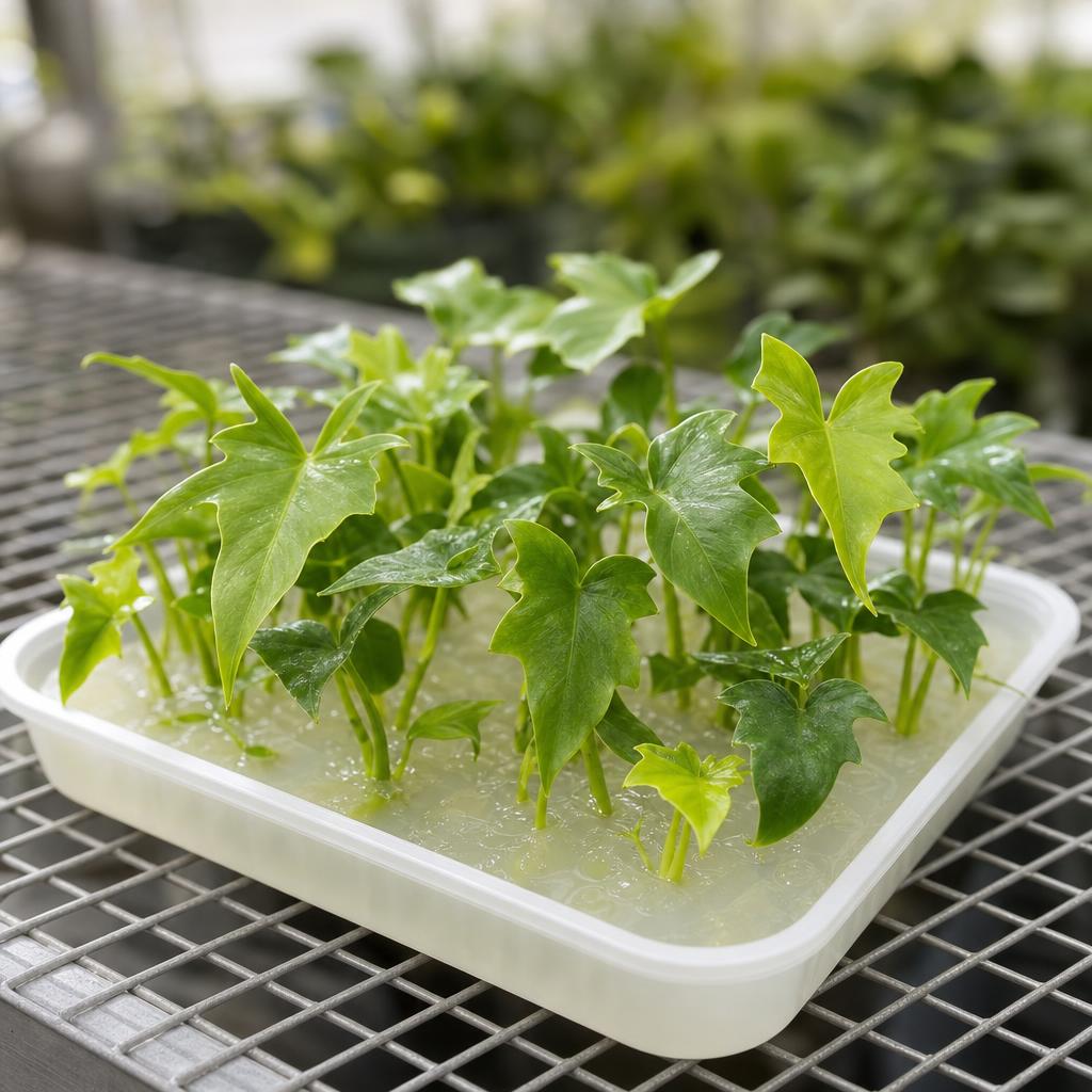 Philodendron 'Gold Dragon' - tissue culture seedling scene 2