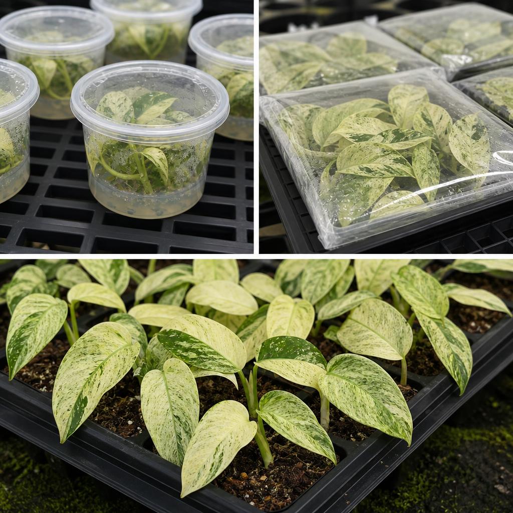 Epipremnum giganteum 'Variegata' - tissue culture seedling scene 2