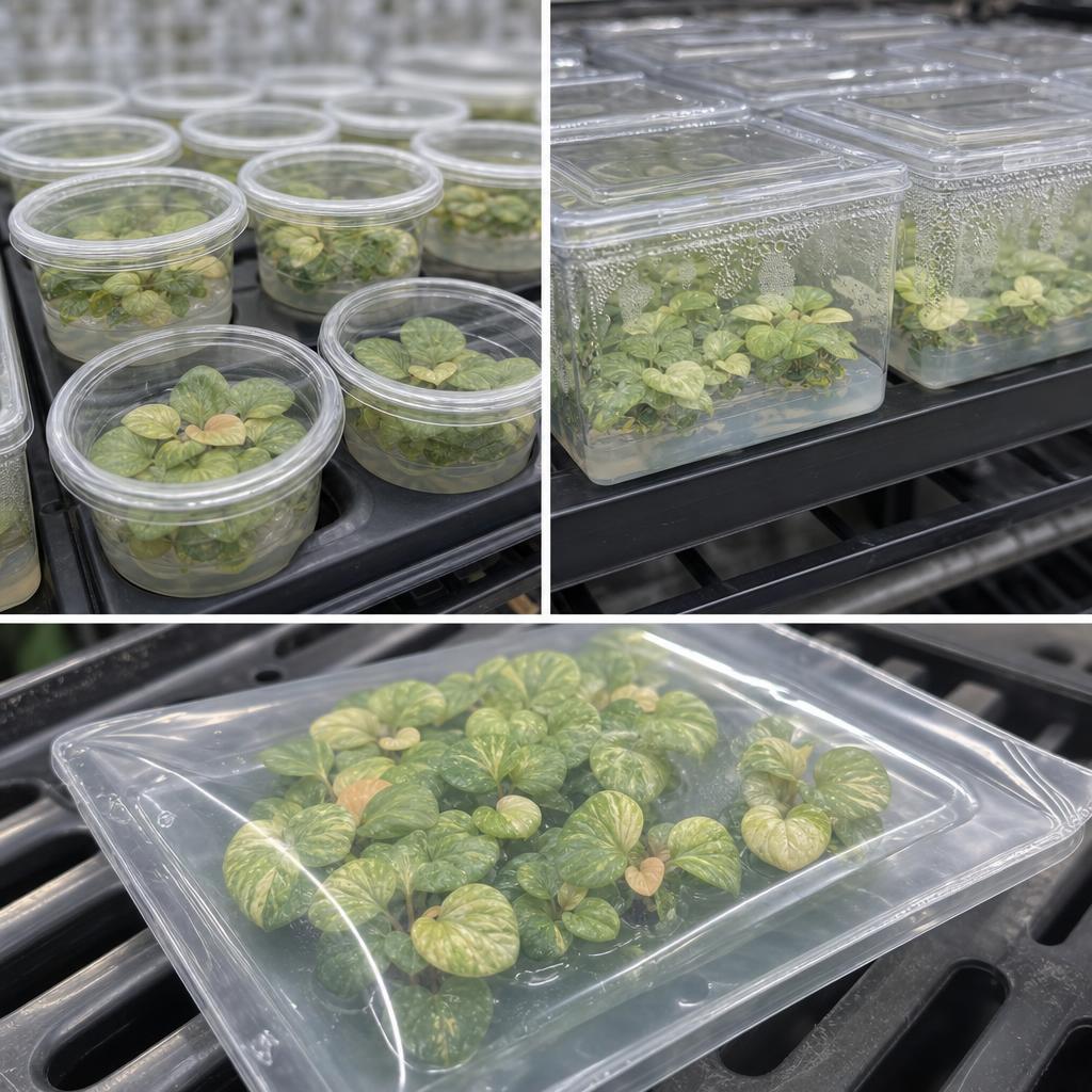 Homalomena rubescens 'Mint' - tissue culture seedling scene 2