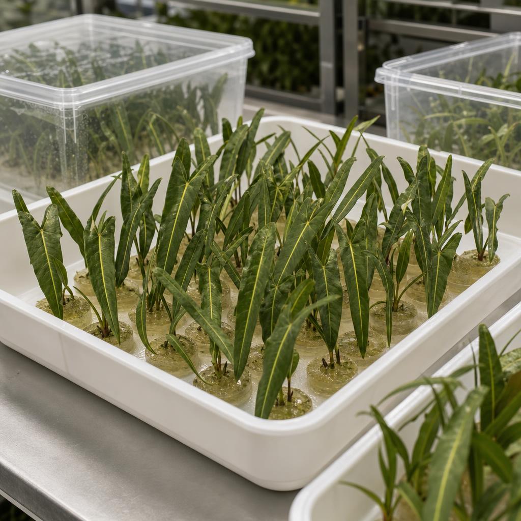 Philodendron spiritus-sancti - tissue culture seedling scene 2