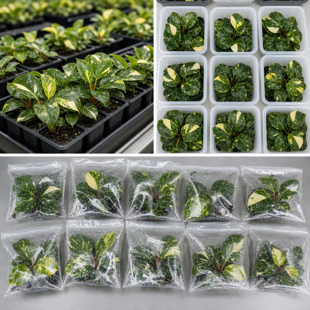 Philodendron 'Green Congo' 'Variegata' - tissue culture seedling scene 1
