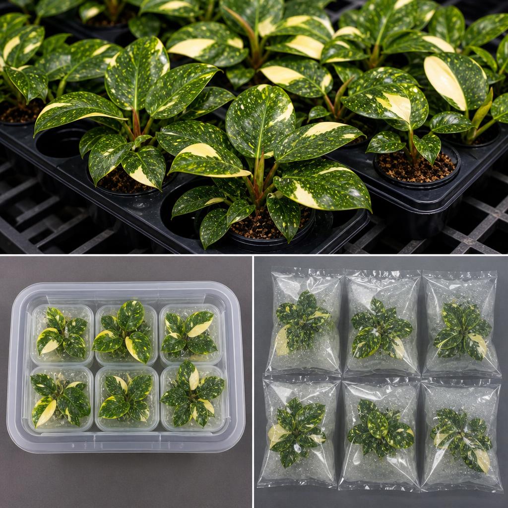 Philodendron 'Green Congo' 'Variegata' - tissue culture seedling scene 3