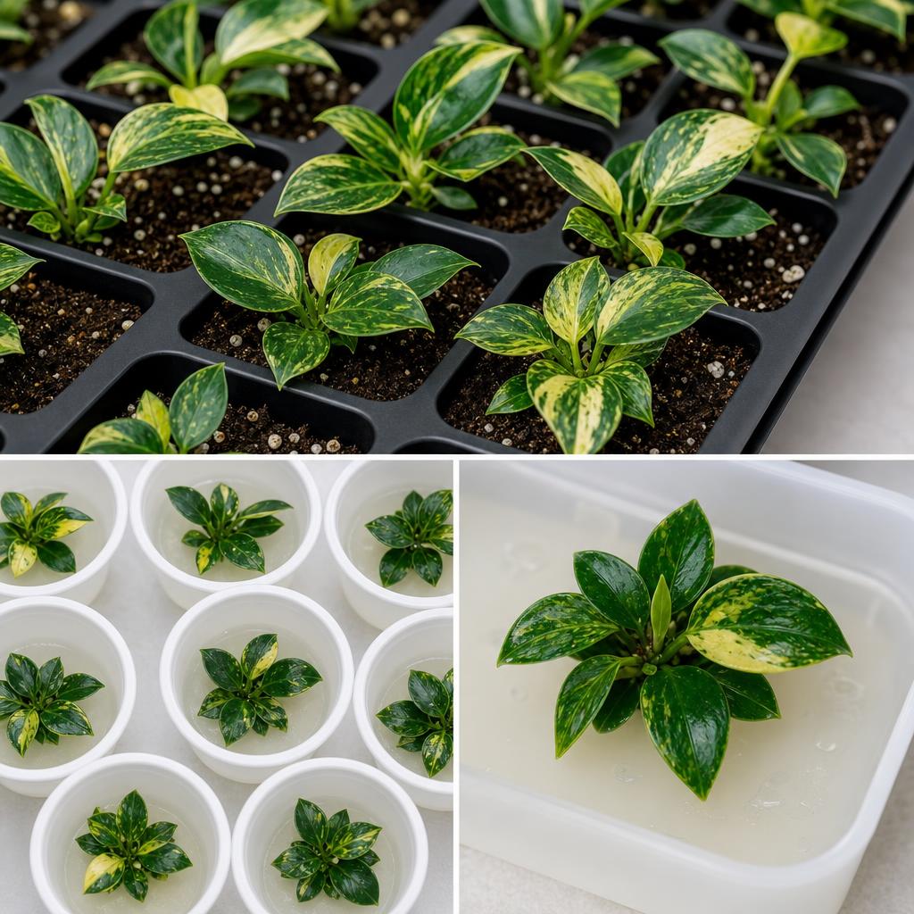 Philodendron 'Green Princess' 'Variegata' - tissue culture seedling scene 1