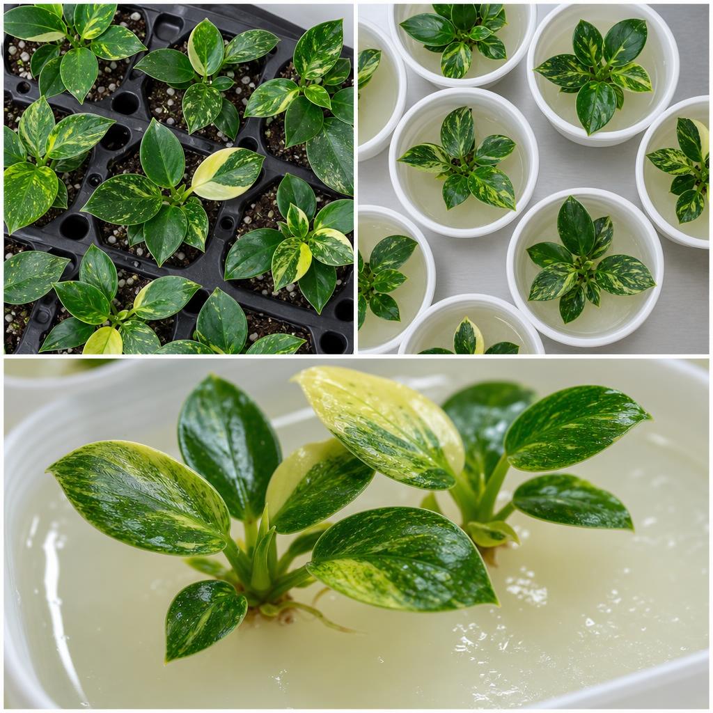 Philodendron 'Green Princess' 'Variegata' - tissue culture seedling scene 3