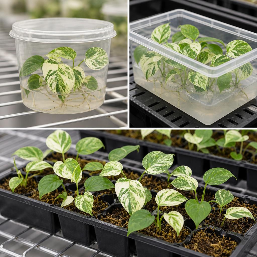 Homalomena rubescens 'Variegata' - tissue culture seedling scene 2
