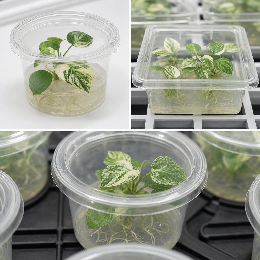 Homalomena rubescens 'Variegata' - tissue culture seedling scene 3