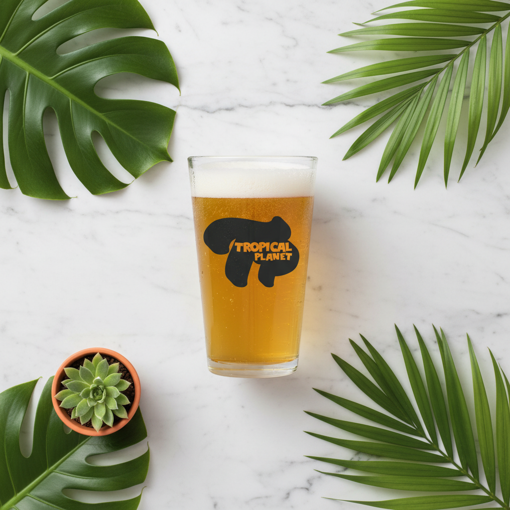 Tropical Planet Pint Glass - Flat Lay