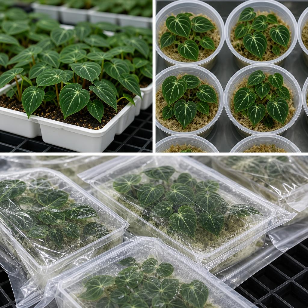 Philodendron gloriosum 'Dark Form' - tissue culture seedling scene 2
