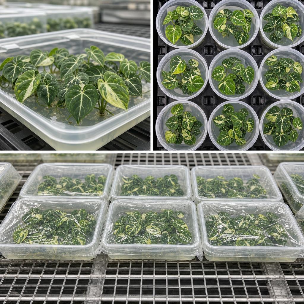 Philodendron gloriosum 'Variegata' - tissue culture seedling scene 2
