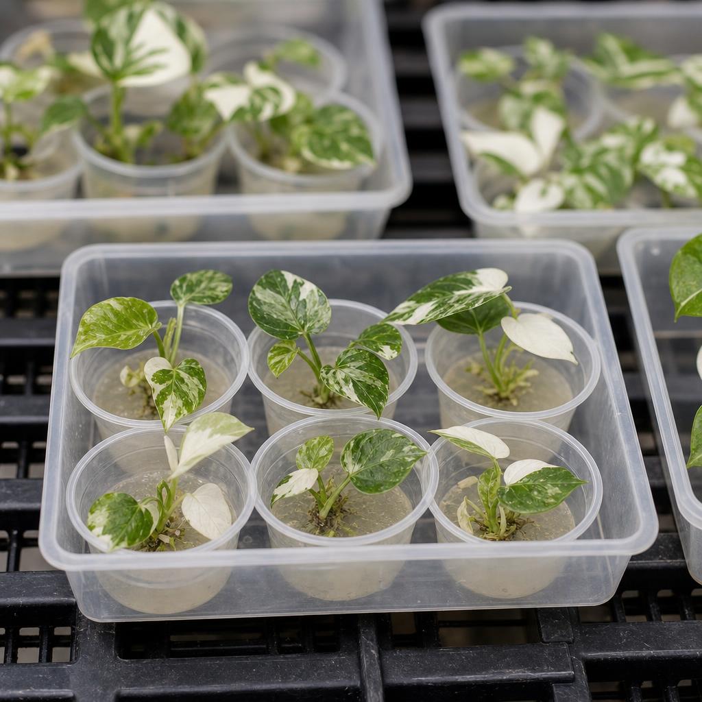 Philodendron mamei 'Variegata' - tissue culture seedling scene 2