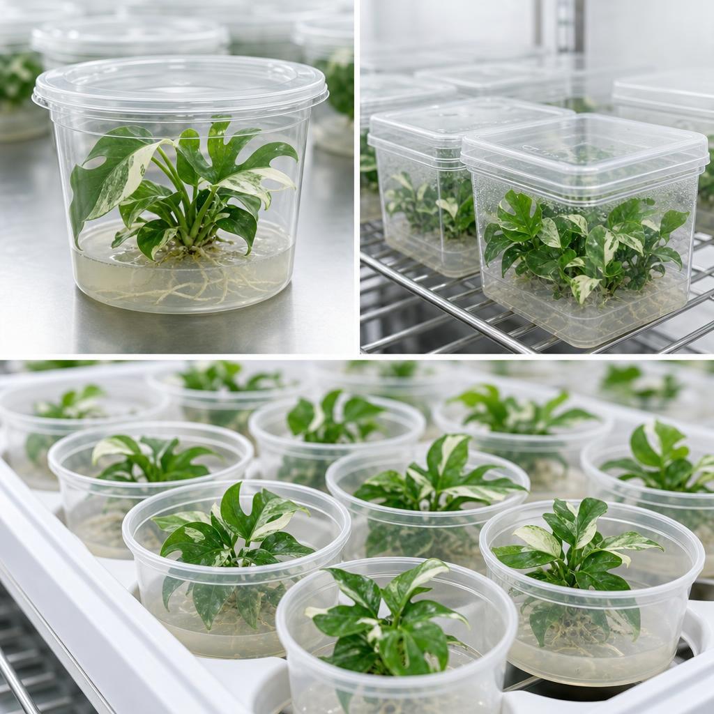 Rhaphidophora tetrasperma 'Variegata' - tissue culture seedling scene 1