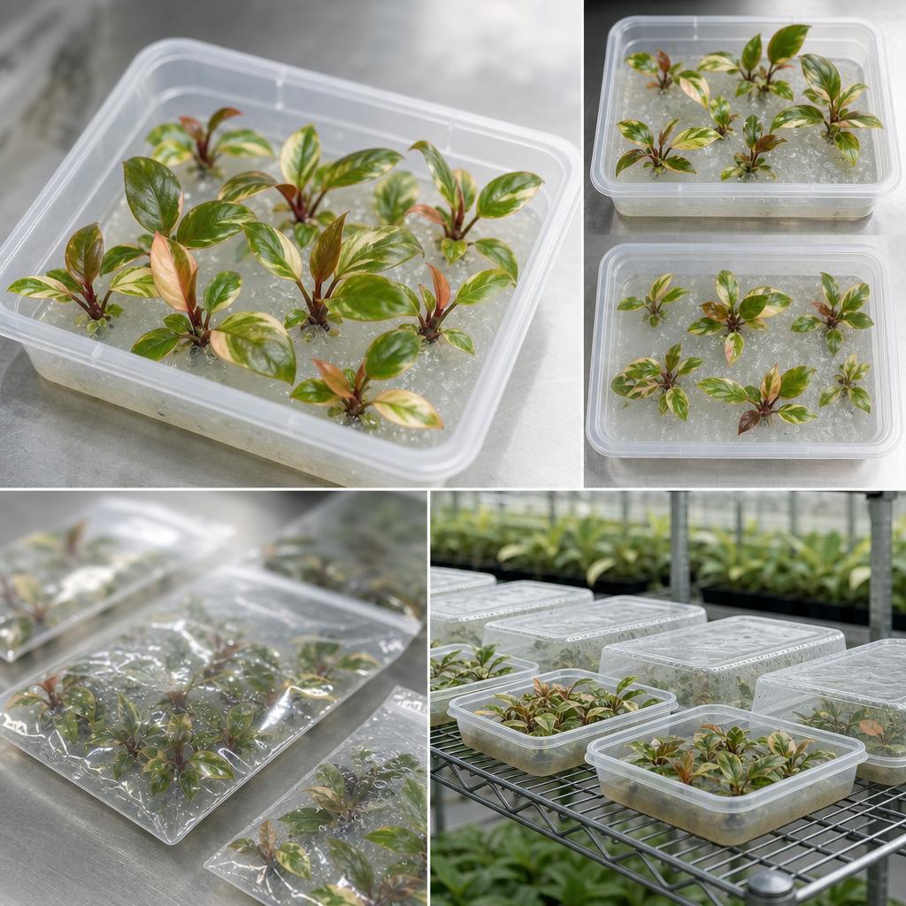 Philodendron 'Red Congo' 'Variegata' - tissue culture seedling scene 2
