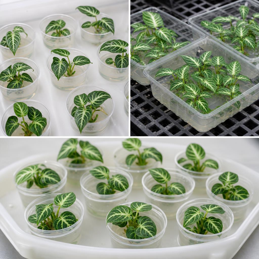 Xanthosma Lindenii - tissue culture seedling scene 2