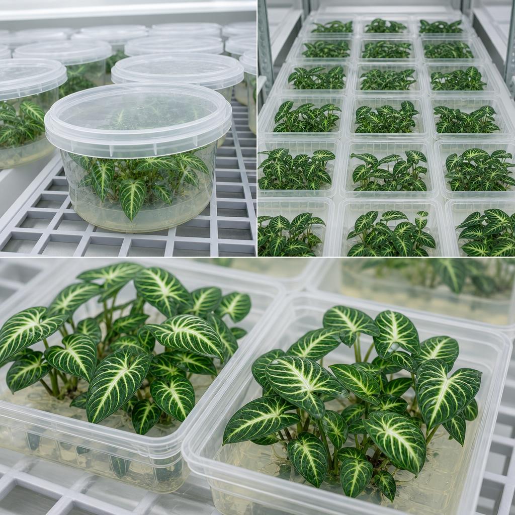 Xanthosma Lindenii - tissue culture seedling scene 3